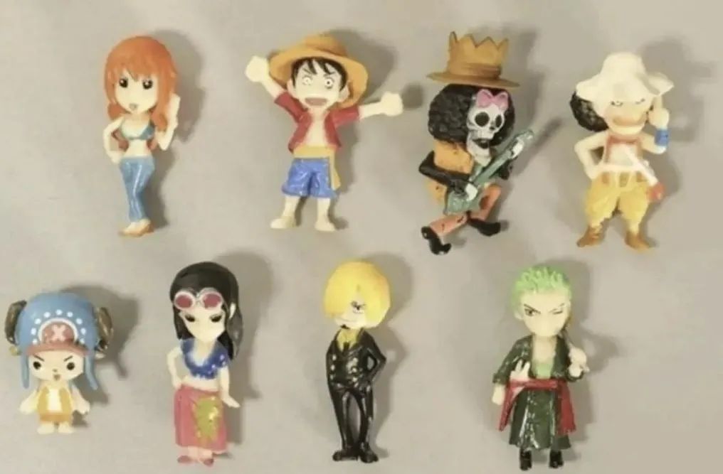 Kit com 8 miniaturas de vinil one piece, aproximadamente 8 cm 