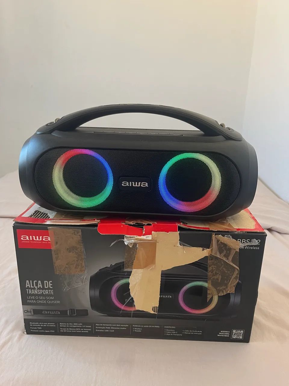 Caixa De Som Boombox Aws-bbs-02-a Bluetooth Aiwa Preto