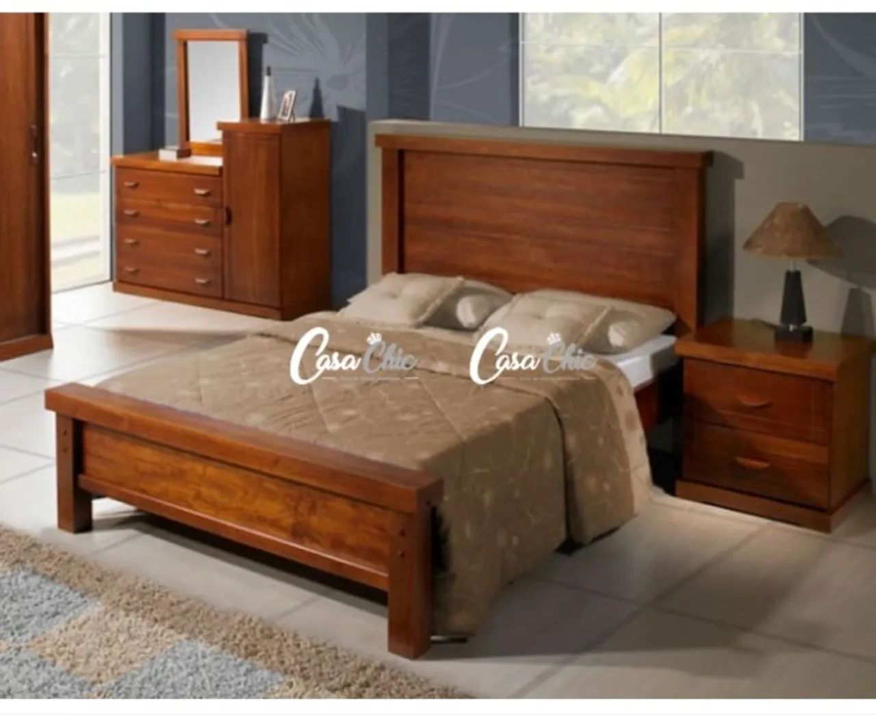 VENDO CAMA QUEEN DE MADEIRA MACIÇA NOVA - Foto 4