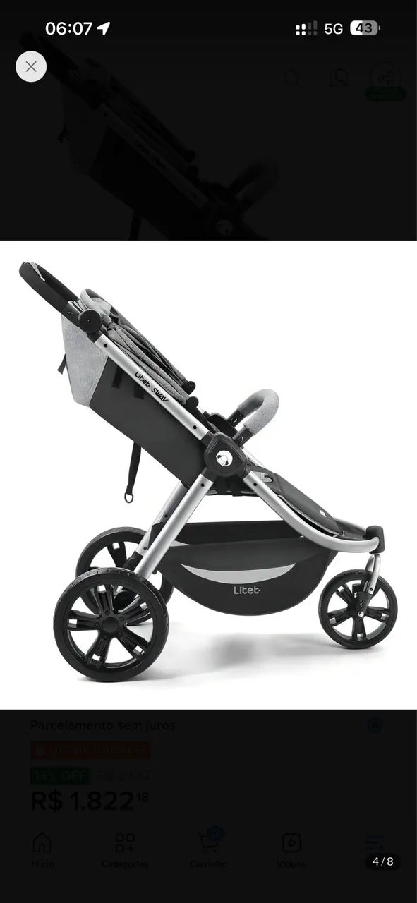 carrinho de bebê liteb sway cinza