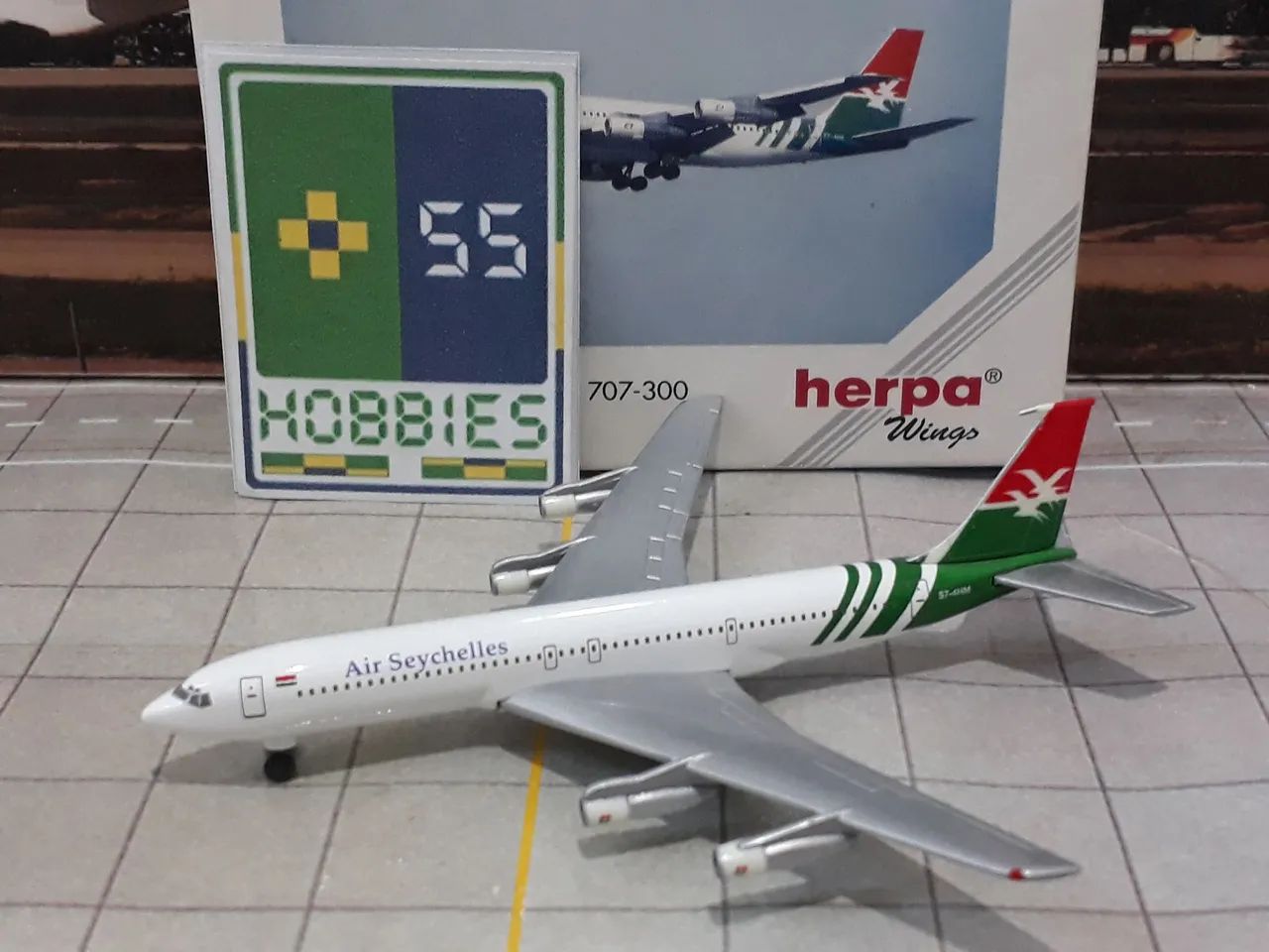 Miniatura Avião Herpa 1/500 Air Seychelles Boeing 707-300