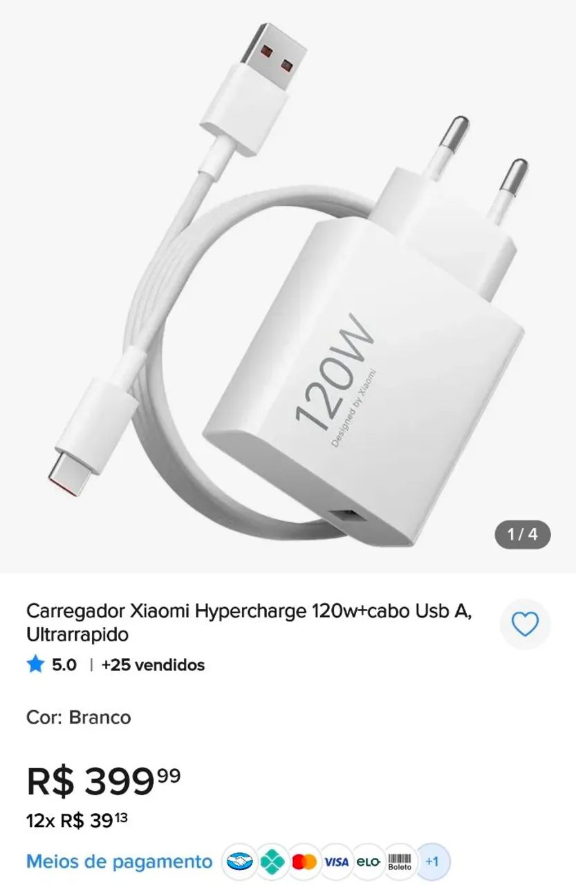 CARREGADOR XIAOMI 120W ORIGINAL!!!