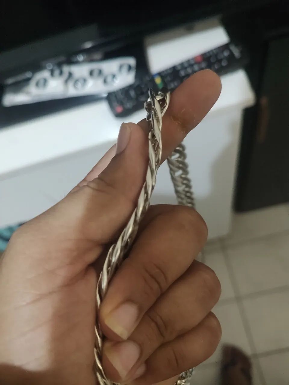 Cordão de prata legítima Pesada grossa maciça 70cm - Foto 5