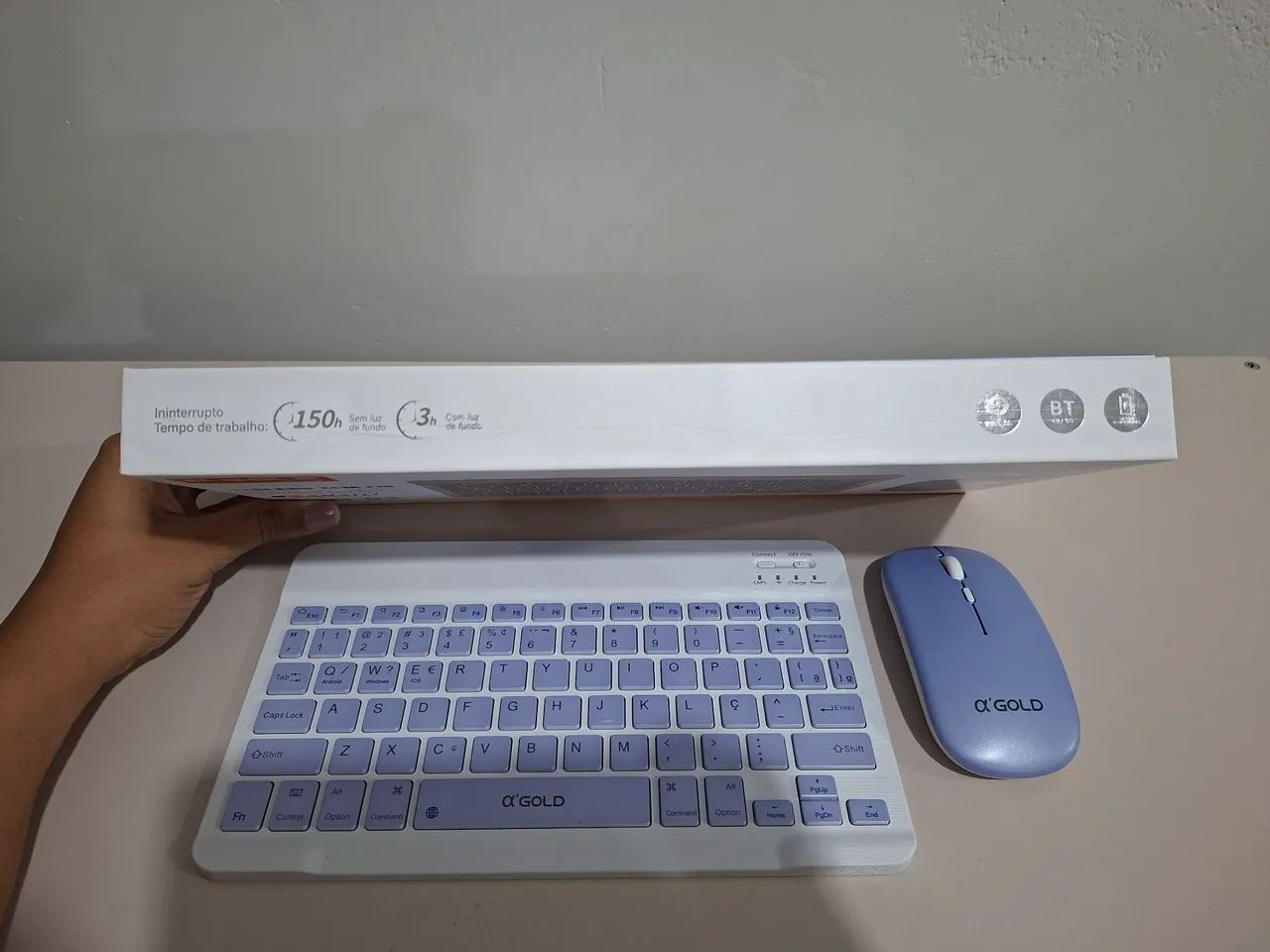 Kit Mini Teclado e Mouse Bluetooth - Foto 2