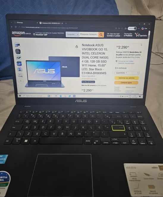 Notebook 15,6" Asus E510 - Preto - Foto 2