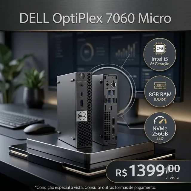 Mini Pc Dell i5 8 Geração 8 de Ram Nmve 256gb 