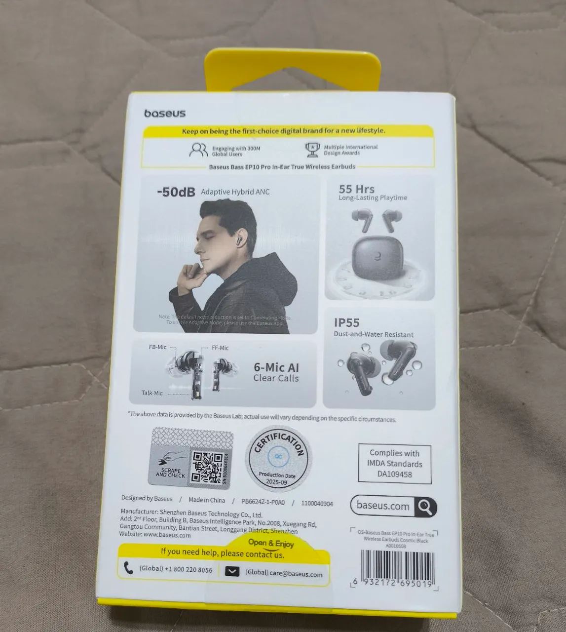 Fone de ouvido Bluetooth Baseus EP10 Pro ANC com cancelamento de ruído - Foto 5