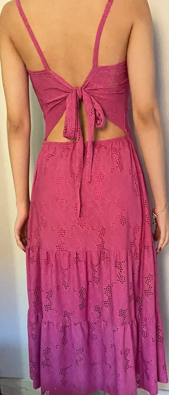 Vestido rosa de renda - Foto 4