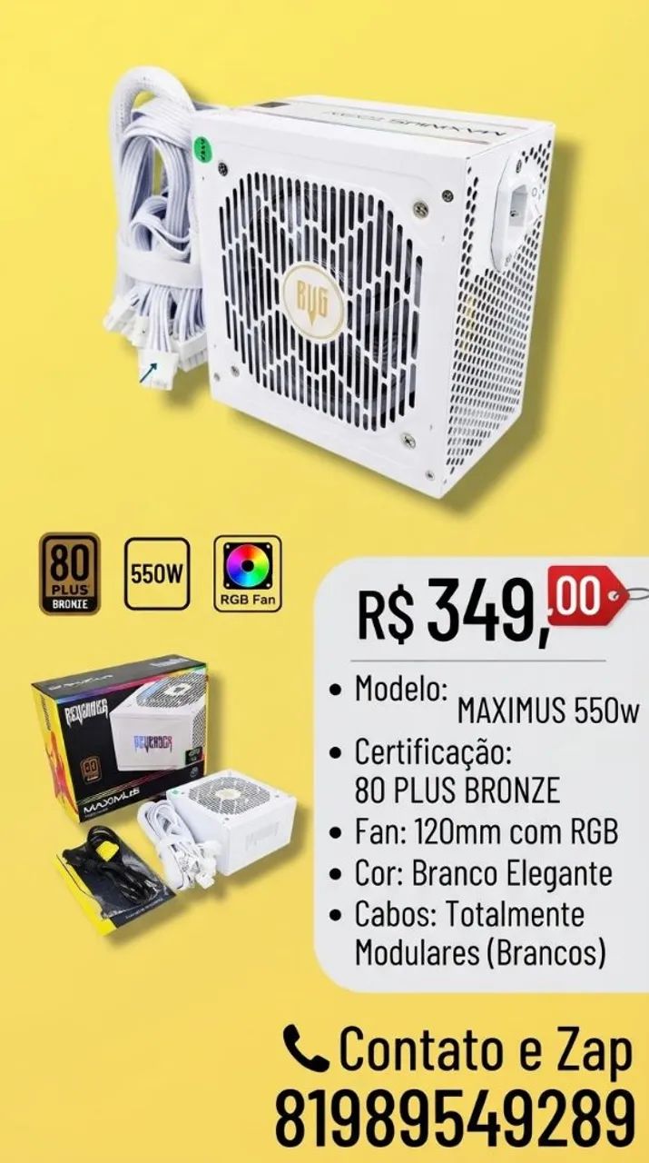 FONTE GAMER MAXIMUS 550W rgb