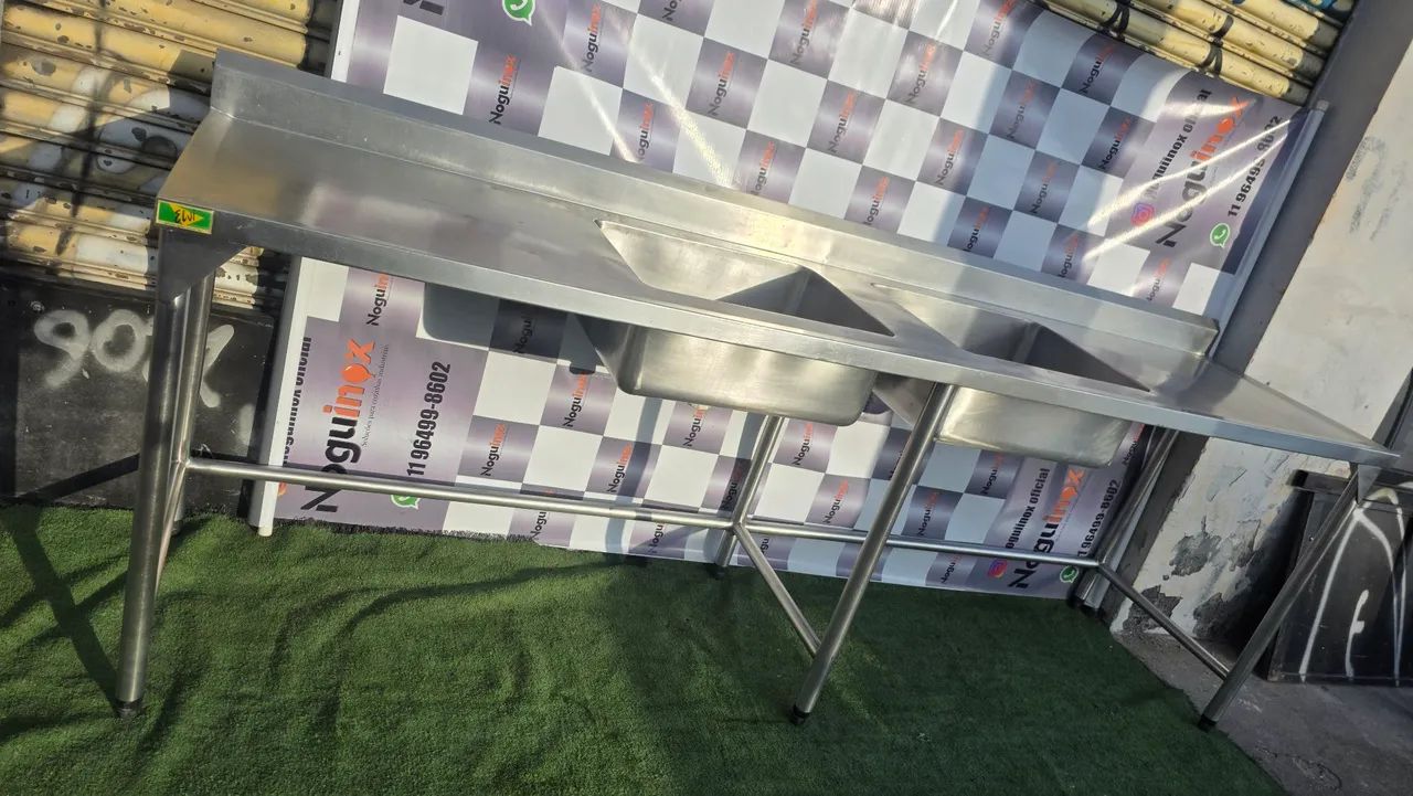 Pia industrial inox 2 cubas 