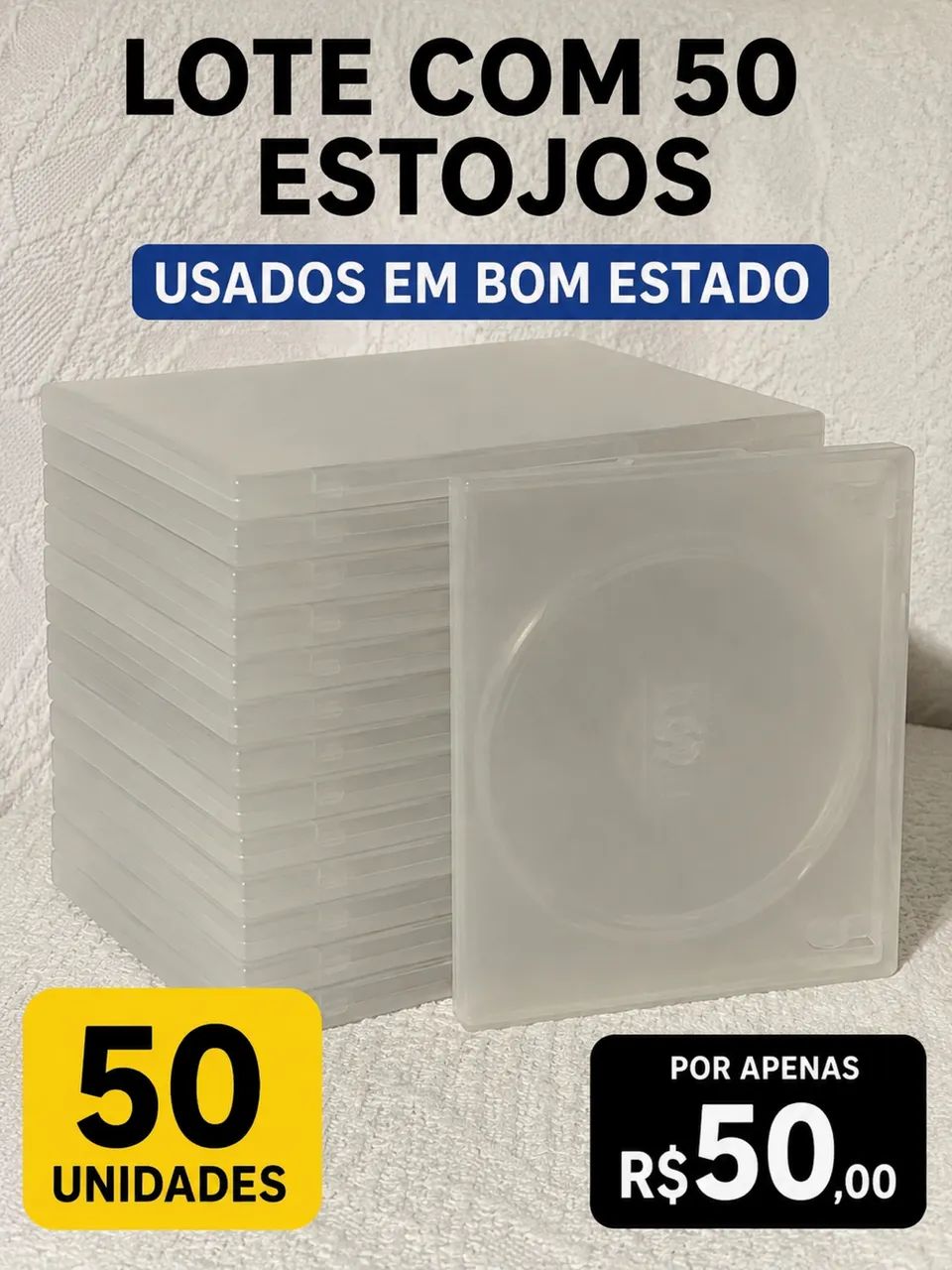 LOTE DE 50 ESTOJOS DE DVD 