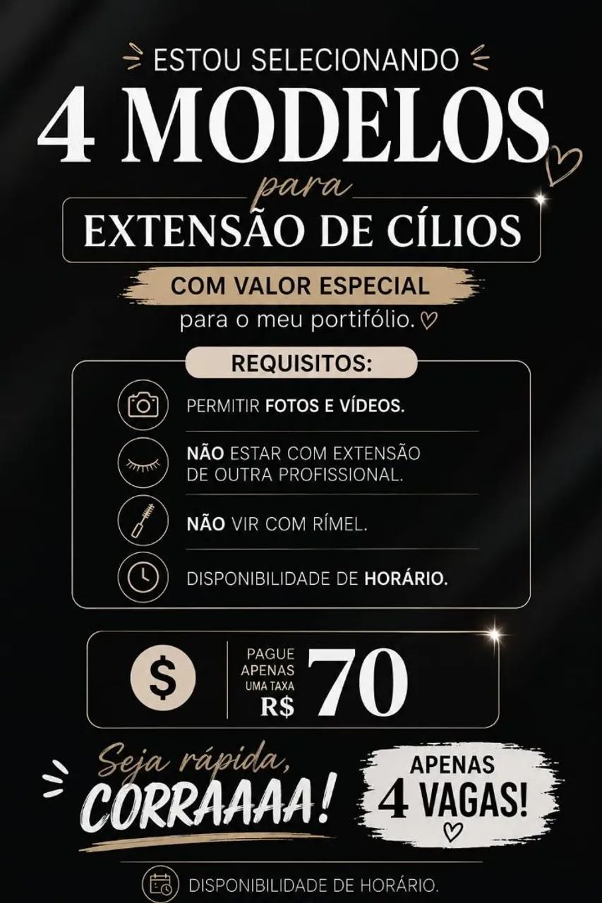 Estou selecionando modelos para extensão de cílios 