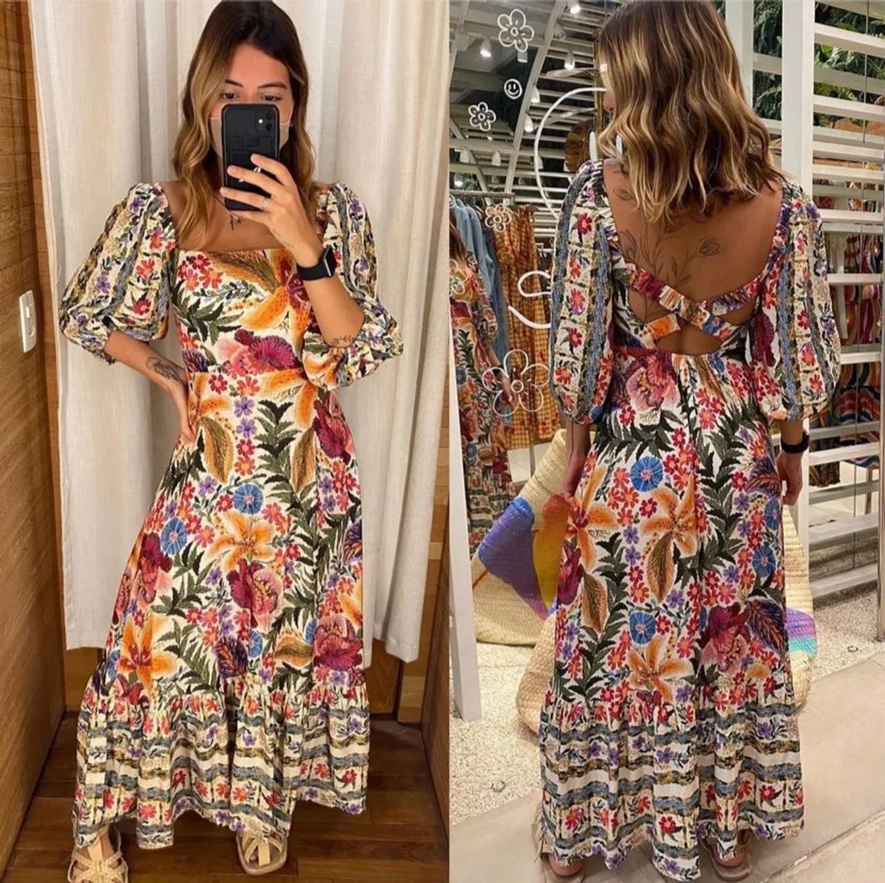 Vestido farm bordadeira 