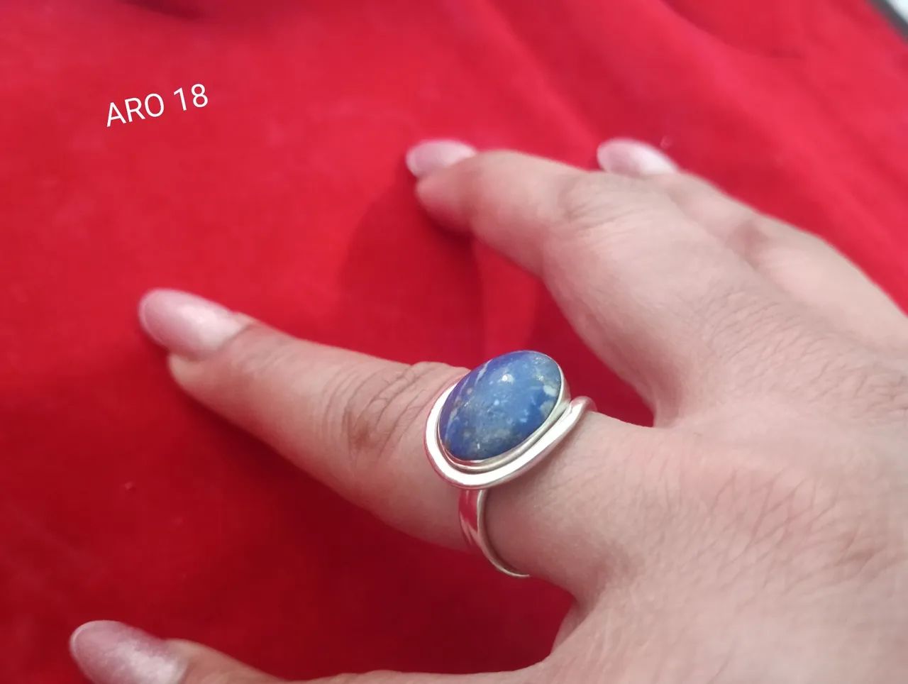 anel lápis azul em prata