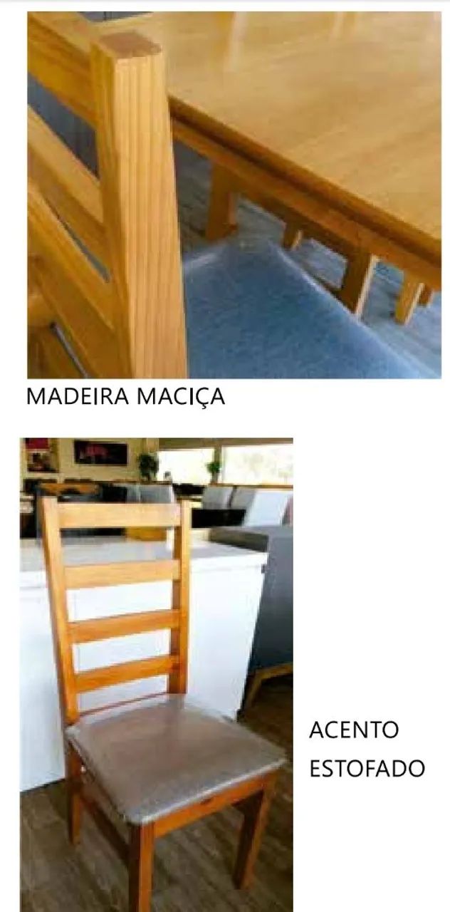 Mesa de madeira C/6 Cadeiras  - Foto 2