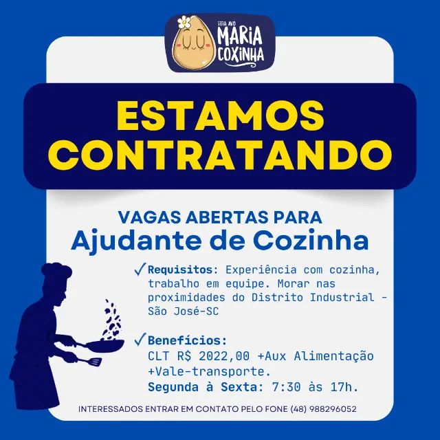 VAGA AJUDANTE DE COZINHA 