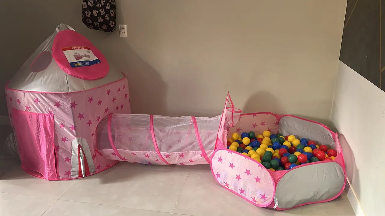Barraca infantil 3 em 1 com 400 bolinhas