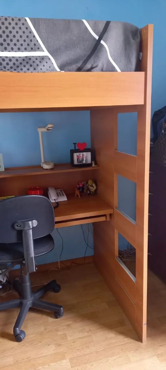 Cama Beliche com Escrivaninha - Madeira Amadeirada - Foto 4