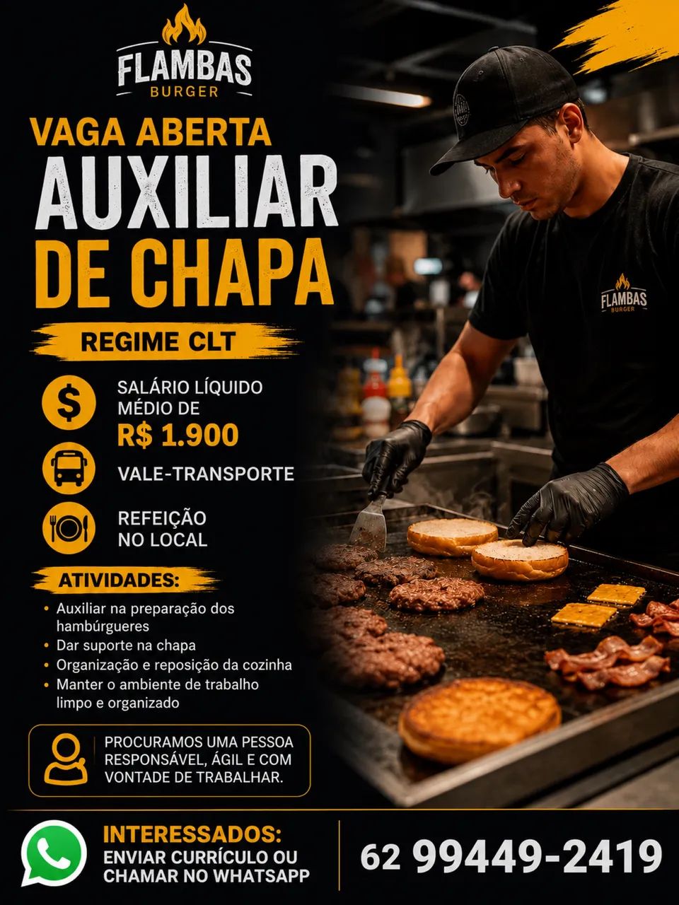 Vaga para auxiliar de cozinhar nao precisa de experiência