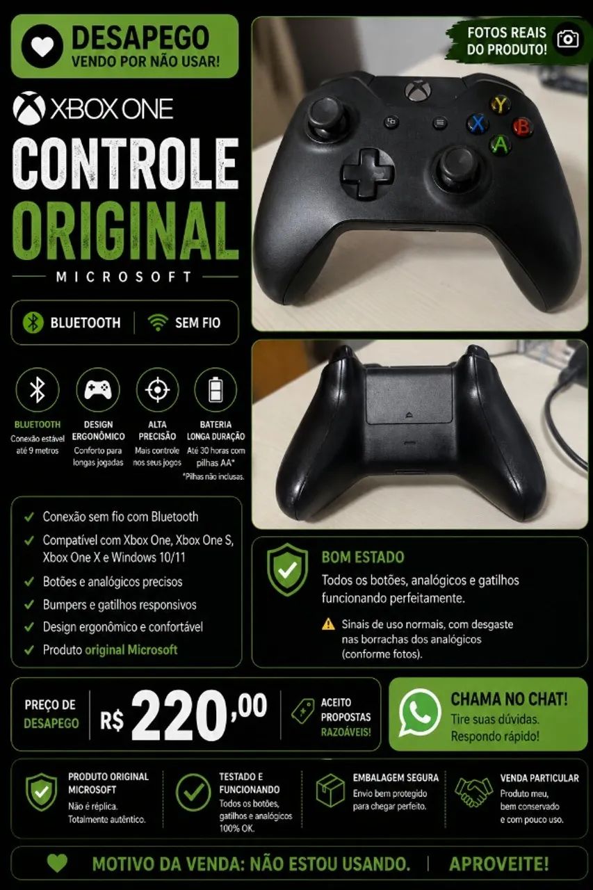 Controle Xbox One Original Microsoft com Bluetooth - Foto 2