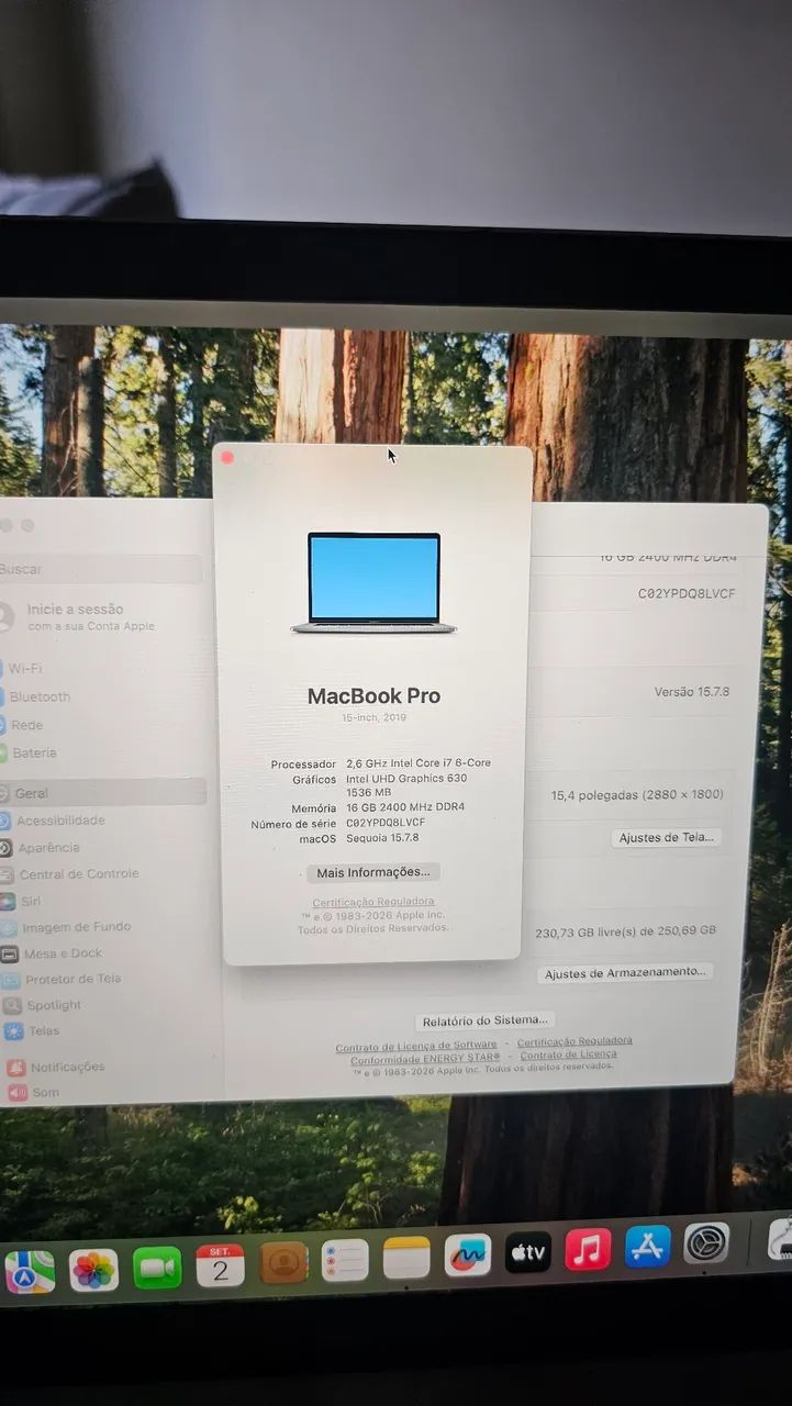 Macbook Pro 2019 i7 16gb 250gb  - Foto 3