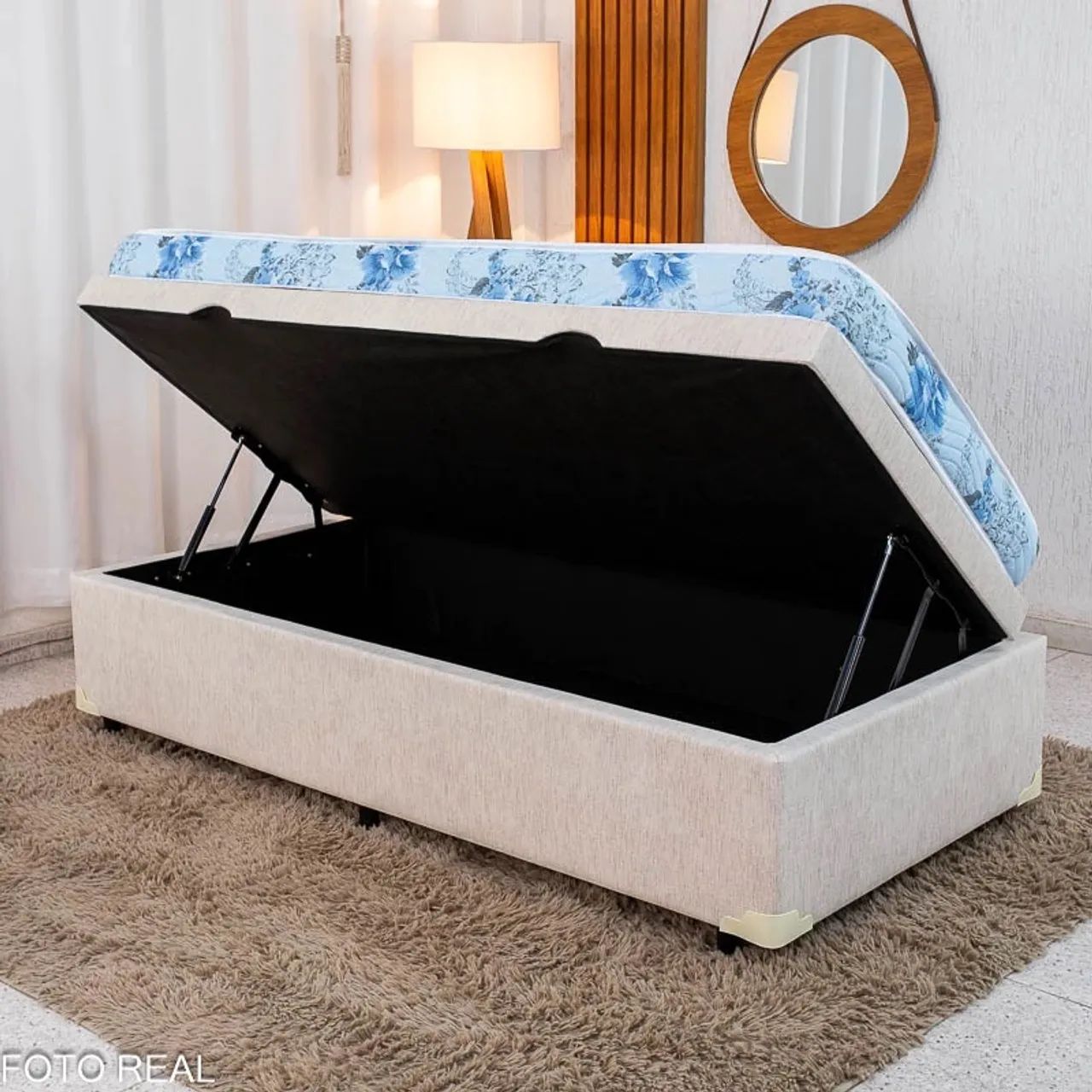 Box Baú Solteiro + Colchão Solteiro Dream Soft 100% Espuma D-20- Ortobom