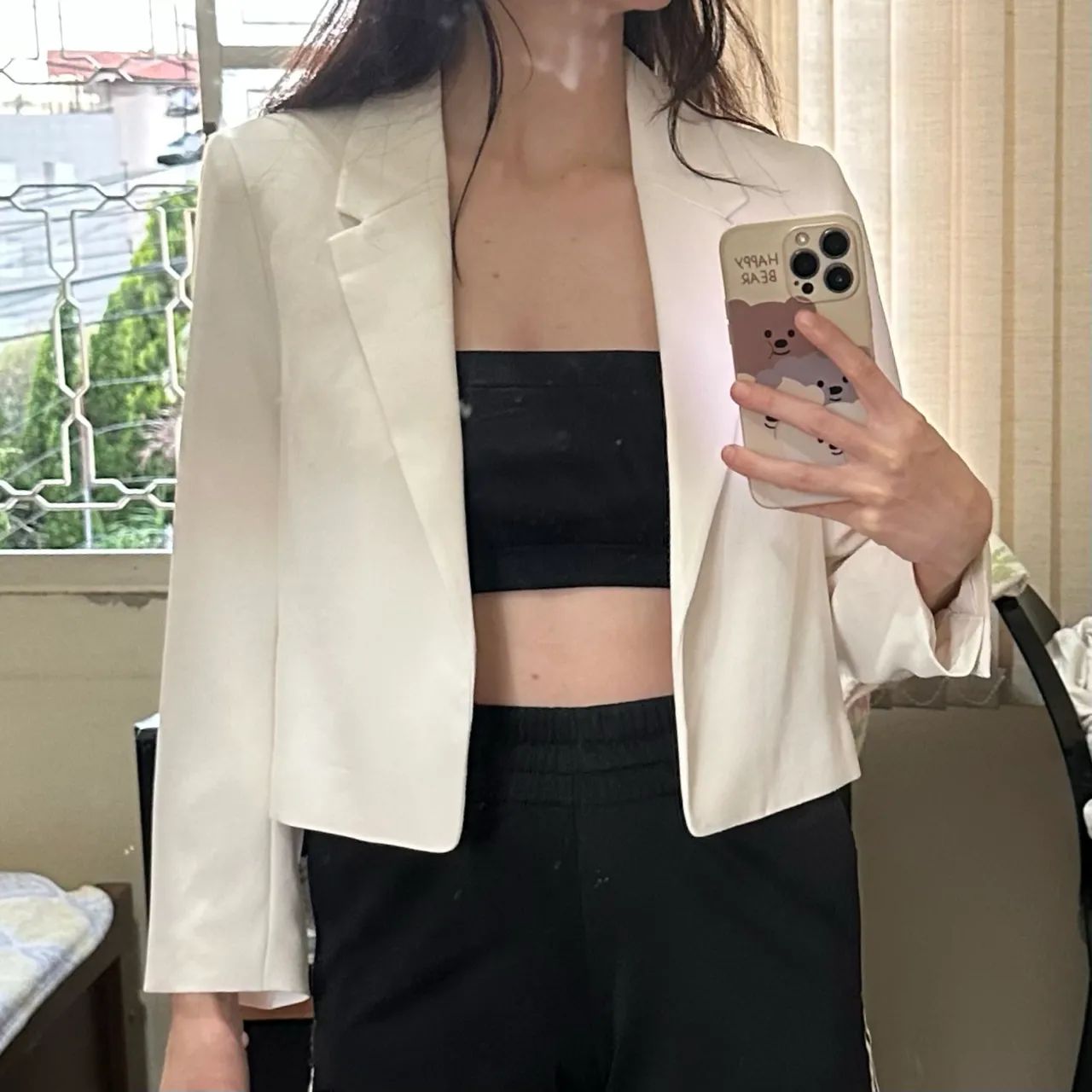 Blazer feminino branco curto - terninho