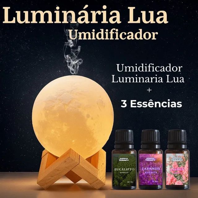 Umidificador 2 em 1 Lua 3D 900ml com Luminária e Difusor de Aromas - Foto 5