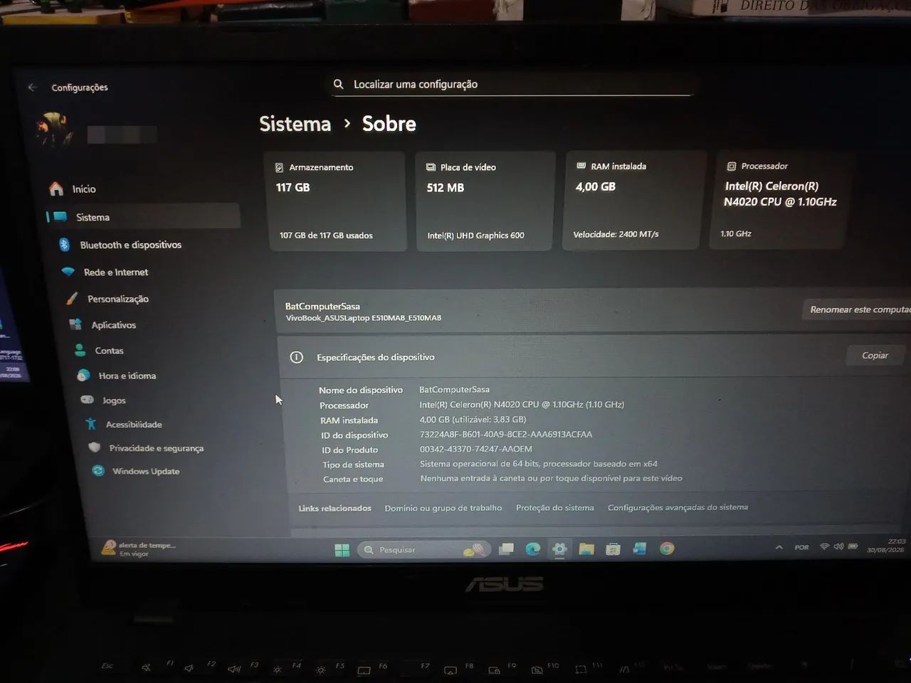 ASUS vivobook E510 - usado