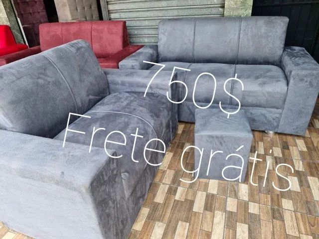Sofá completo 2/3 lugares frete grátis ganhe puff de brinde  - Foto 3