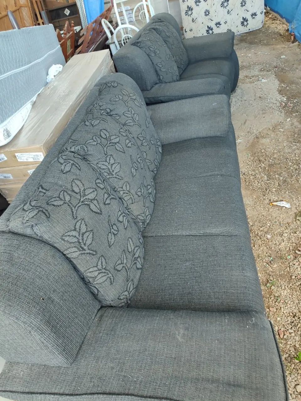 Conjunto de sofá cinza escuro