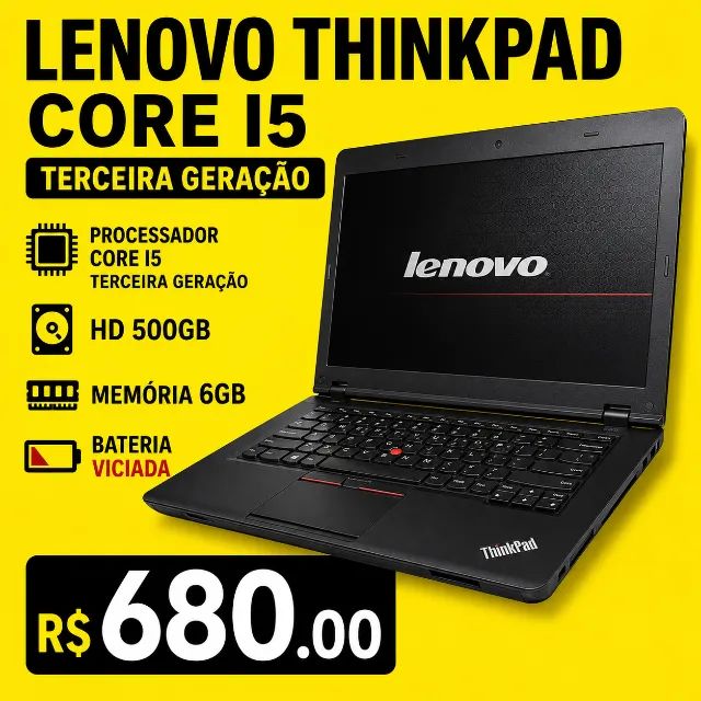 Notebook Lenovo Thinkpad Core i5 Funcionando Perfeitamente Aceito Cartão