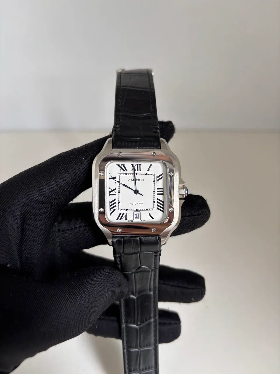 Relógio Cartier Santos Couro Automático 