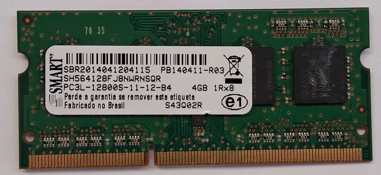 Memória Notebook 4GB 1RX8 DDR3 12800