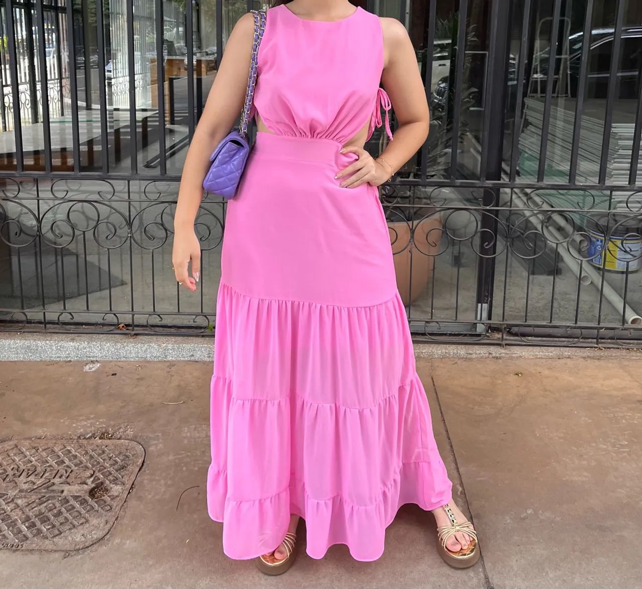 Vestido longo rosa 