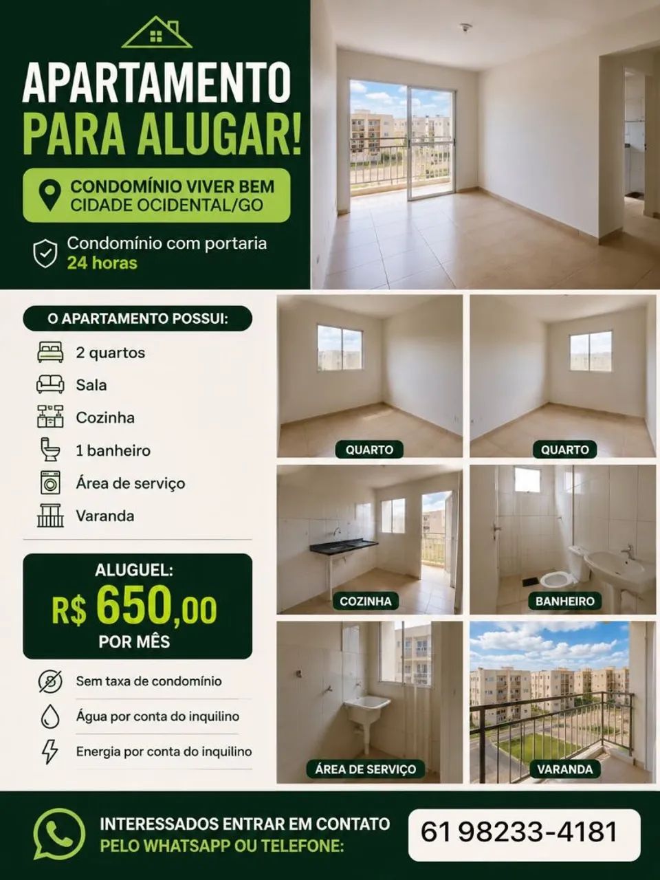 Alugo apartamento Cidade Ocidental 