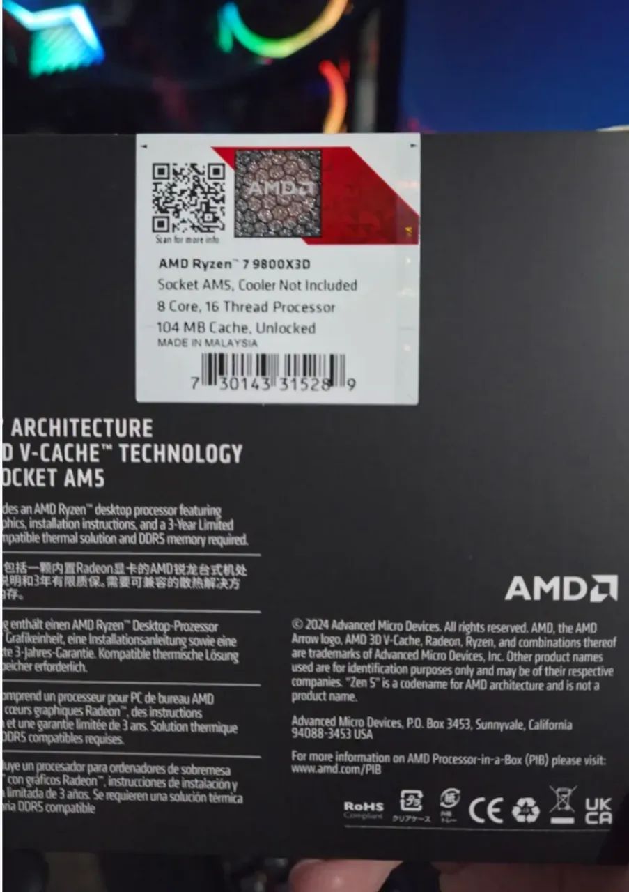 Processador AMD Ryzen 7 9800X3D - 3 meses de uso.  - Foto 4