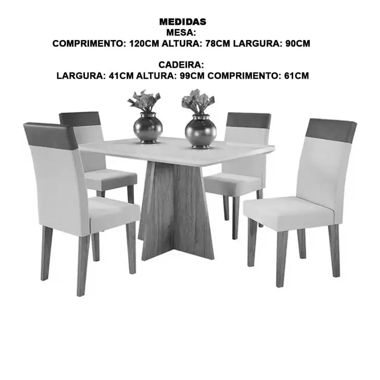 Mesa de Jantar Viena 120x80cm com 4 Cadeiras  / peça já  - Foto 3