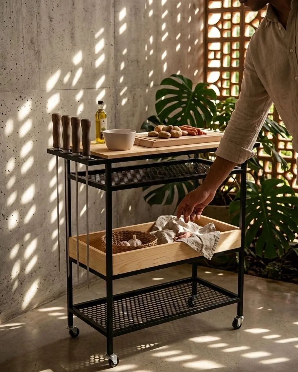 Mesa Auxiliar para Churrasco e Cantinho do Café em Metalon