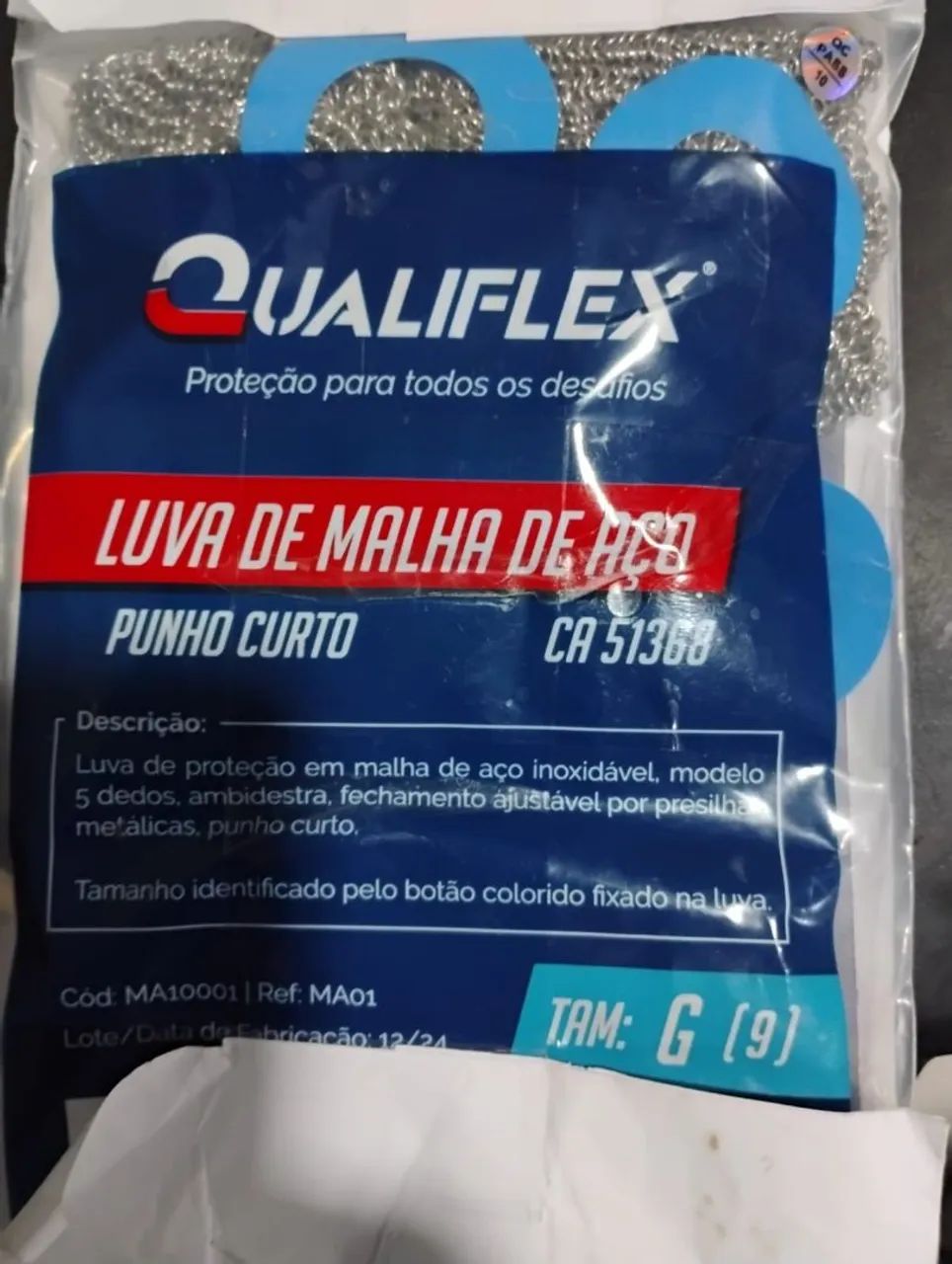 Luva de malha de aço 