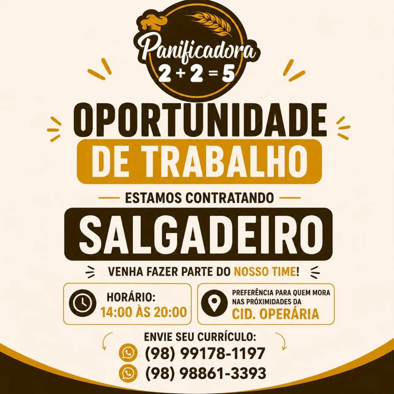Oportunidade de emprego para SALGADEIRO