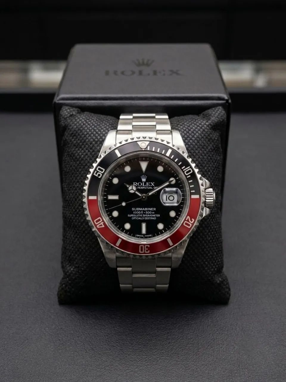 Relógio rolex modelo coca cola, com catraca giratória, feicho duplo  - Foto 3