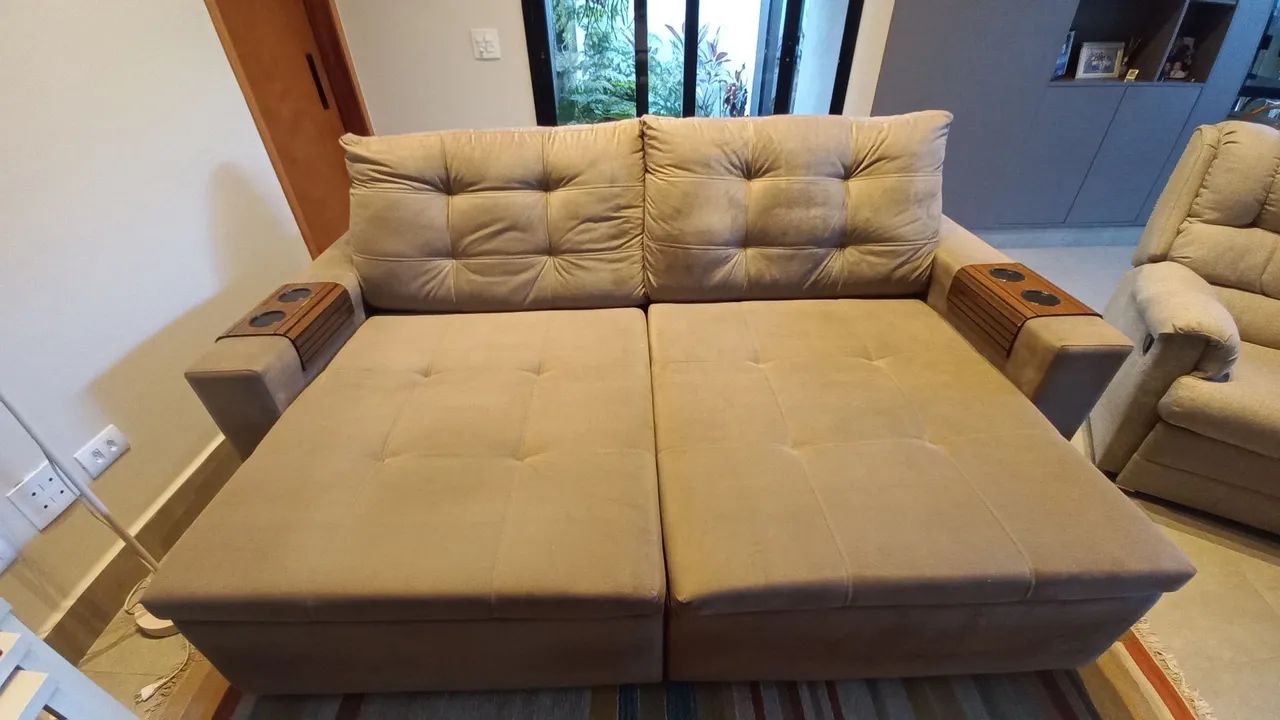 Sofá Retrátil em Suede - Foto 2