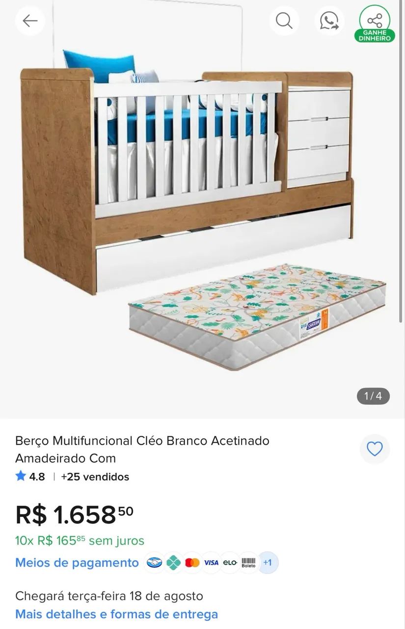 Berço multifuncional Cleo com cômoda - Foto 5
