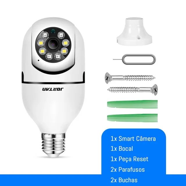 Câmera Segurança Lâmpada 360 Wifi Ip Full Hd Visão Noturna Jortan JT-8177  - Foto 3