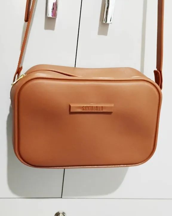Bolsa média estruturada caramelo transversal dia a dia  - Foto 2