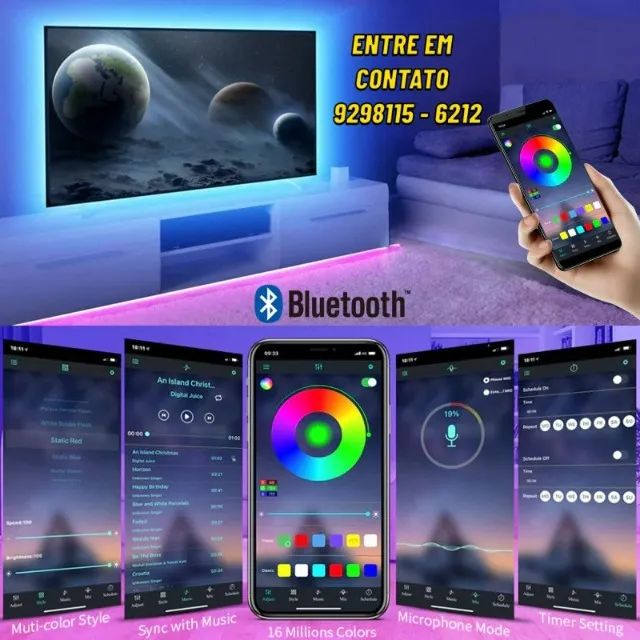 Fita Led 5 Metros Bluetooth Rgb - Entregamos 9h ás 23h - Foto 2