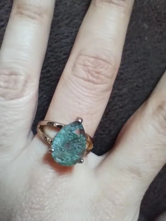 Anel pedra verde bijuteria tam. 19