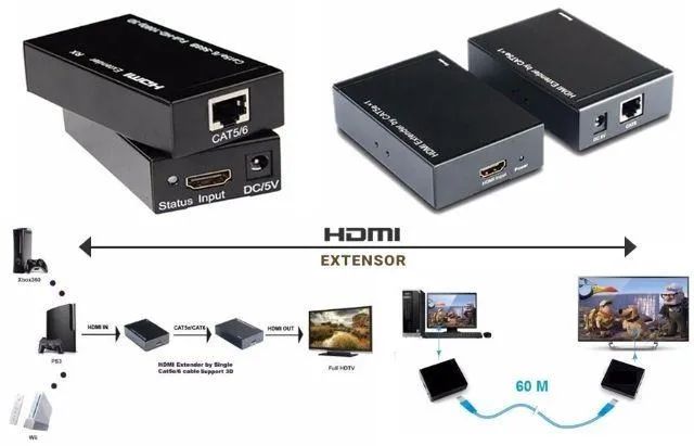 Extensor Hdmi 60mts Hd 1080p Rj-45 Cat5/6 - Foto 2