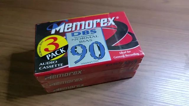 3 Fitas K7 Virgens - Modelo Memorex DBS90 - Lacradas